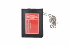 Black Leather ID Holder  Neck Chain Wallet Badge