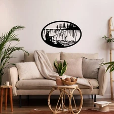 Fisherman Wall Art, Metal Wall Decor, Home Decor Wall Art, Minimalist Wall Art