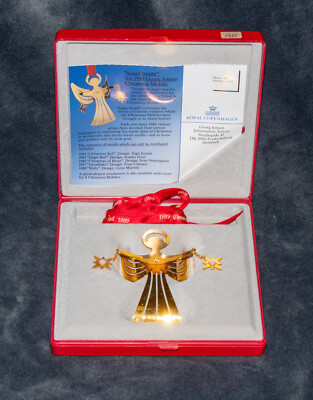 GEORG JENSEN 1989 Angel Bright Engel 24 k verg planted + Box N. Ditzel Juleuro