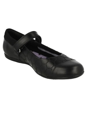 Girls Clarks School Shoes Dance Buzz Black Leather Uk Size 13 E