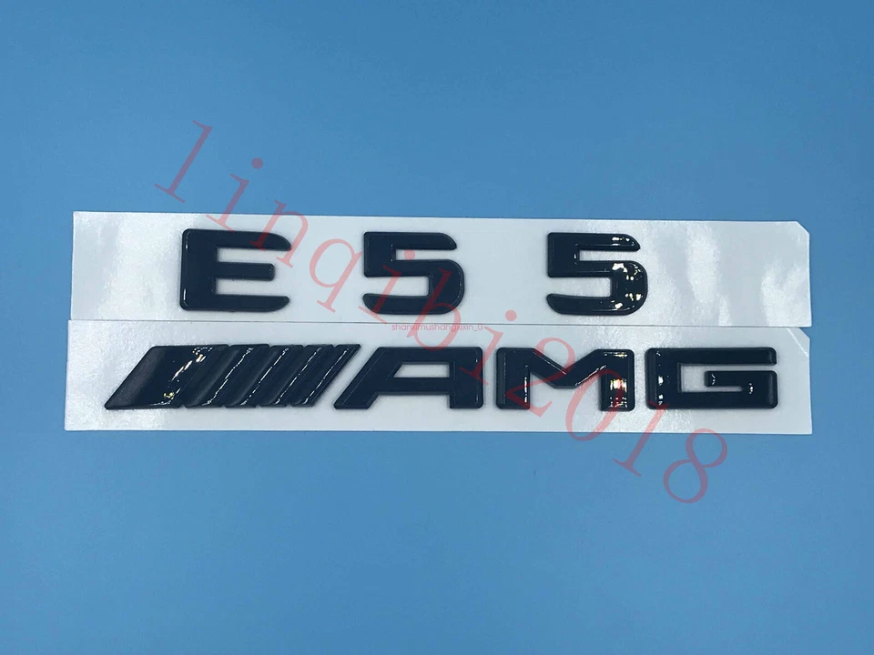 Глянцевый черный «E55 + AMG» буквы багажник эмблема значок стикер для Mercedes Benz E55 - Изображение 4 из 4