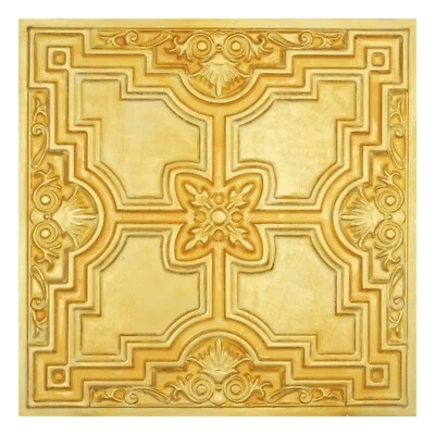 PAINTSDECOR Ceiling design Faux tin artistic bar decor wall panel 10tile/lot PL16 Golden