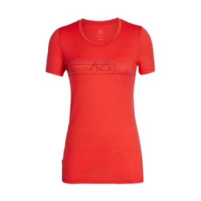 Icebreaker Women Tech Lite SS Low Crew Cadence Shirt (S) Ember IB104602