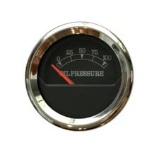 Oil pressure Gauge, 2"/52mm, black/chrome, 0-100 psi, blue LED, 043-O-BC