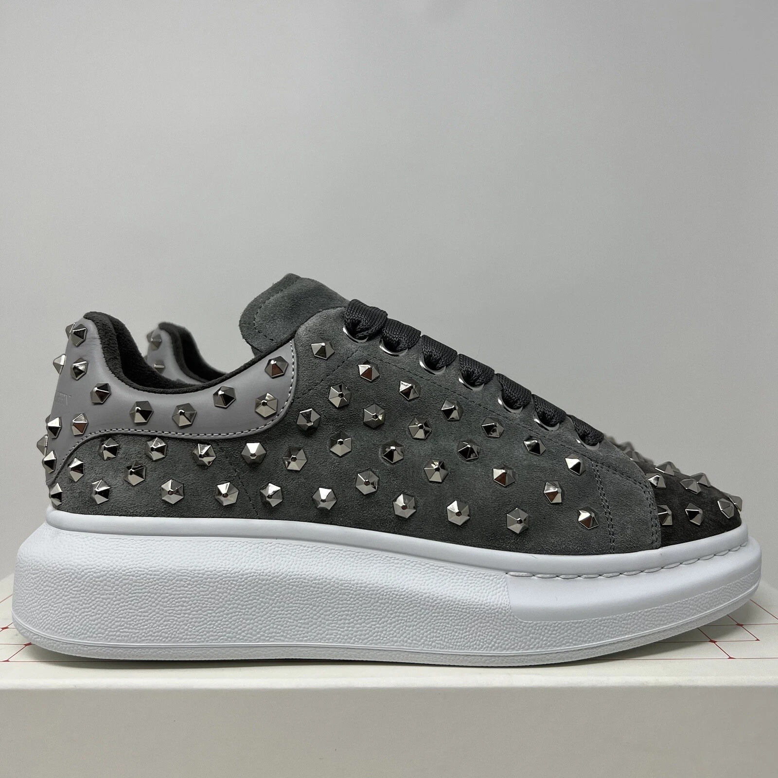 Alexander McQueen — Alexander McQueen Suede Studded Men's Sneakers 41.5 EU / 8.5 US  White Grey