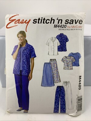 ''McCall's M4420 Easy Stitch 'n Save Women's Sewing Pattern Top, Skirt, Pants 14-