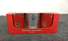 Kohls 3 Pc Votive Candle Gift Set Holiday Memories Red & Silver Hostess NEW