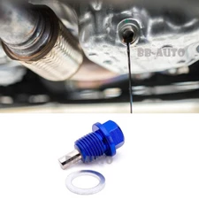 Anodized Magnetic Oil Change Pan Drain Plug Bolt Washer M14 X 1.5 Blue For Honda