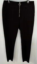 I.N.C. International Concepts Womens 14 Black Pants GoldThread Front Zip Stretch