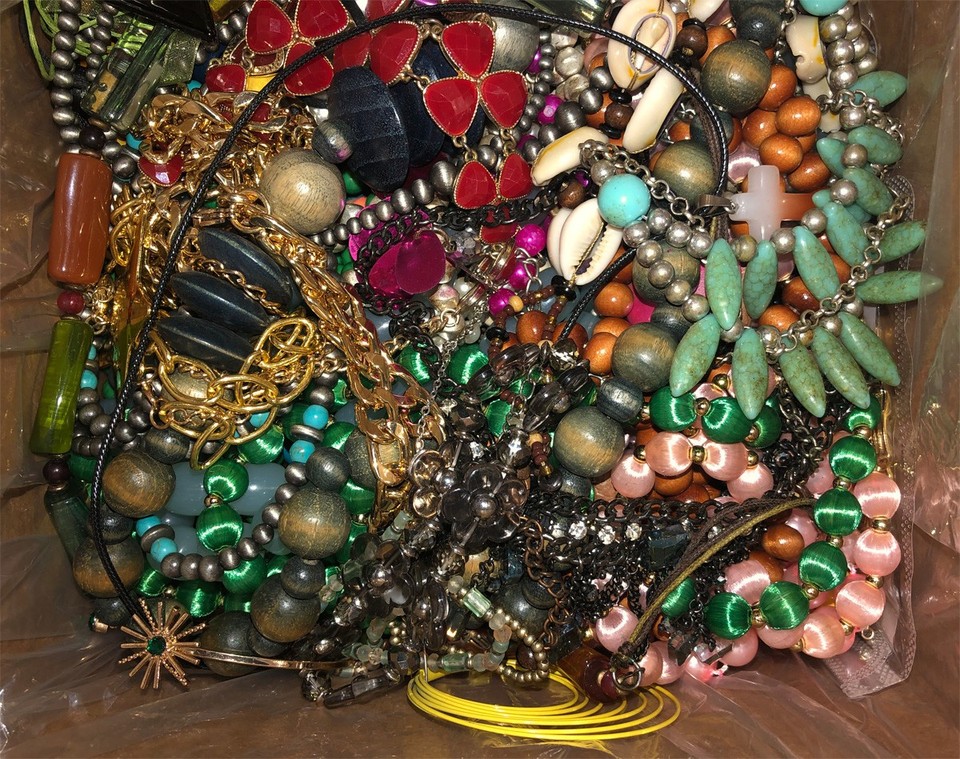 Huge lot aprox 9 + lbs JUNK Broken Jewelry DIY Arts Crafts Harvest ...
