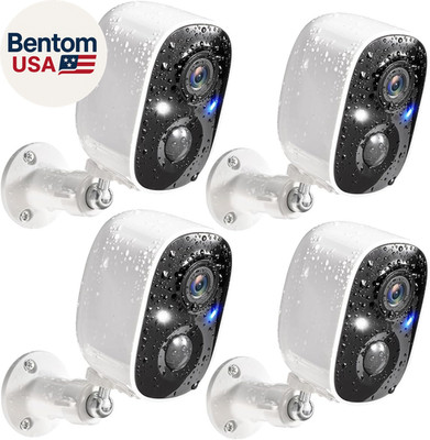 Security Cameras Wireless Outdoor 4 Pack, 2K Battery Powered Cameras for Home Se