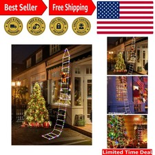 10ft LED Christmas Ladder Lights with Climbing Santa - 8 Modes  Waterproof