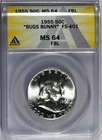 1955 ANACS MS64 FBL "Bugs Bunny" FS-401 Franklin Half