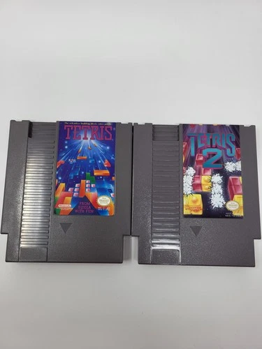 Tetris 1 and 2 I II Nintendo NES  Vintage Original Puzzle Game Cartridge tested