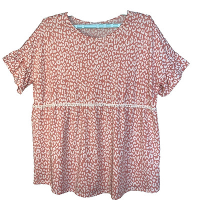 Chic Soul Women's Shirt SZ 2 XL Pink Rose Short Sleeve Casual Summer Top Alabama
