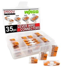 WAGO 221 Lever Nuts 35pc Compact Splicing Wire Connector Assortment with Case...