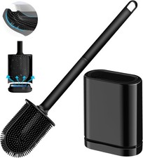 Silicone Toilet Brush Holder Set Toilet Brushes W/ Ventilated Holder Wall