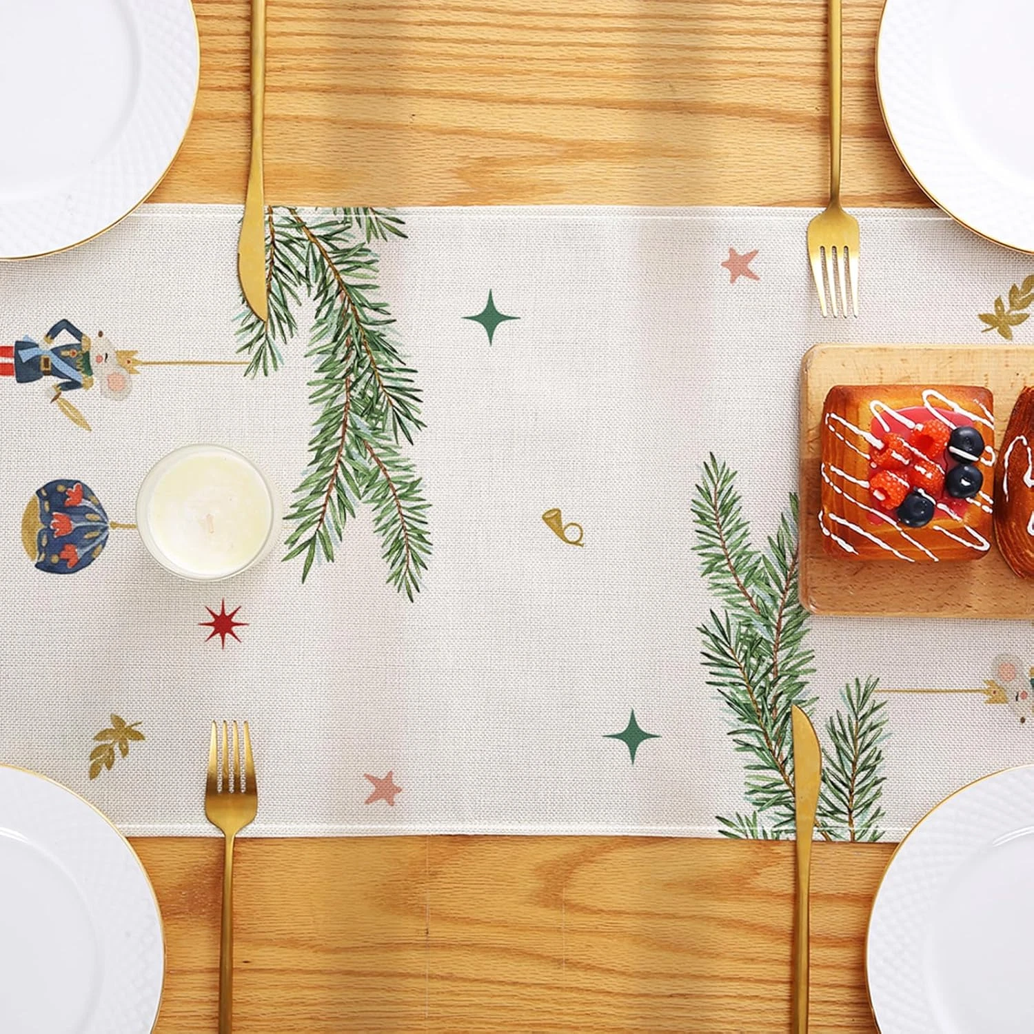 Christmas Nutcracker Table Runner Gift Box Merry Christmas