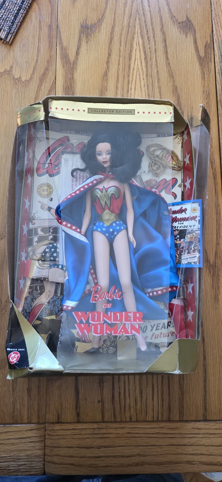 Barbie Wonder Woman Girl Doll Curly Black Hair Collector Edi