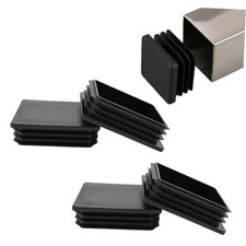 4 PCS 4"x 4" Square Tube End Cap Plastic Plugs, 4" 3-5 mm - 4 pcs Black