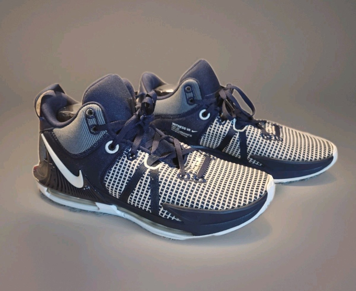 Nike LeBron Witness VII Navy Blue White Basketball Shoes DZ3268-400 Mens Size 17 Nike LeBron Witness VII 7 White/Blue Basketball Sneakers  main image 4