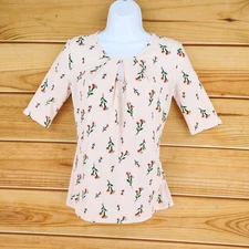 Premise Blouse Womens Size XS Pink Floral Polyester Blend Short Sleeve