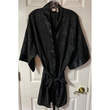 Vintage Victorias Secret Robe Womens One Size Tassel Tie Floral Kimono Sleeve