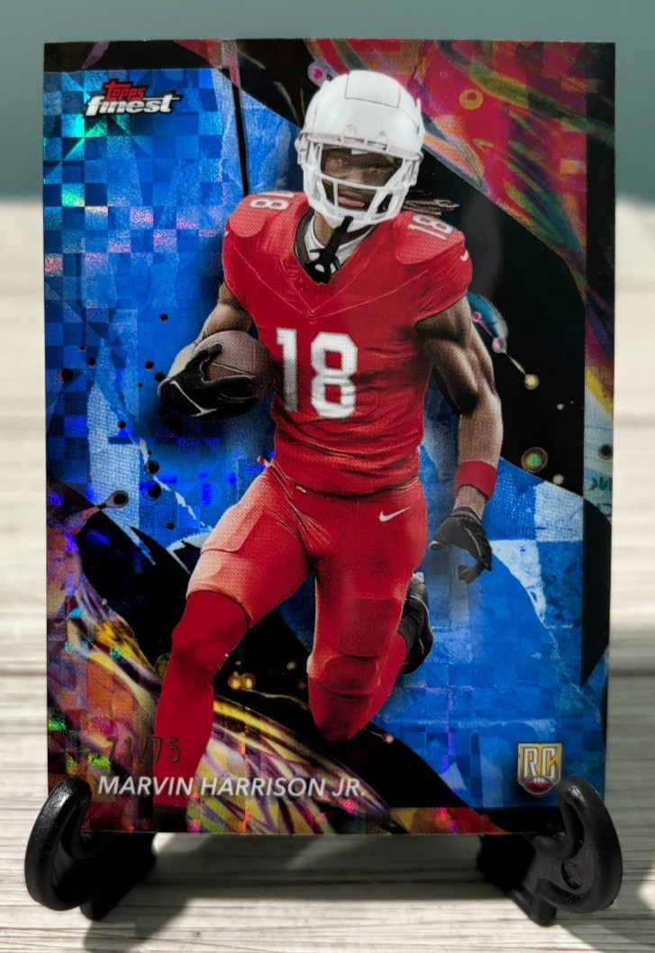 Marvin Harrison Jr. 2024 Topps Finest #189 BLUE CHECKERBOARD REFRACTOR RC /75