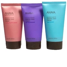 AHAVA Dead Sea Mineral Hand Creams 1.3 oz tubes Cactus & Pink, Sea Kissed Spring