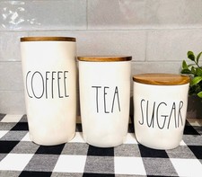 NEW Rae Dunn COFFEE TEA SUGAR Canisters farmhouse kitchen decorations