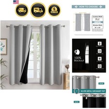 100 Blackout Curtains for Bedroom with Black Liner, 2 Thick Layers Total Bla...
