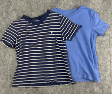Ralph Lauren Boys Shirt Set Of 2 Polo Blue Pony Logo Solid StripeShort 4 4t
