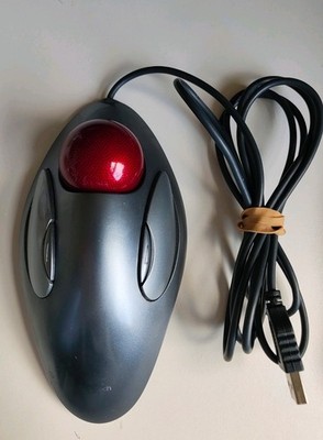 Logitech Trackball USB Maus T-BC21 Grau Funktioniert Getestet Guter Zustand