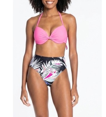 California Waves Strappy Push-Up Top & Rachel Roy High-Waist Bottoms SET M NWT