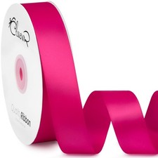 Double Faced Hot Pink Satin Ribbon, 1 Inch, 50 Yards