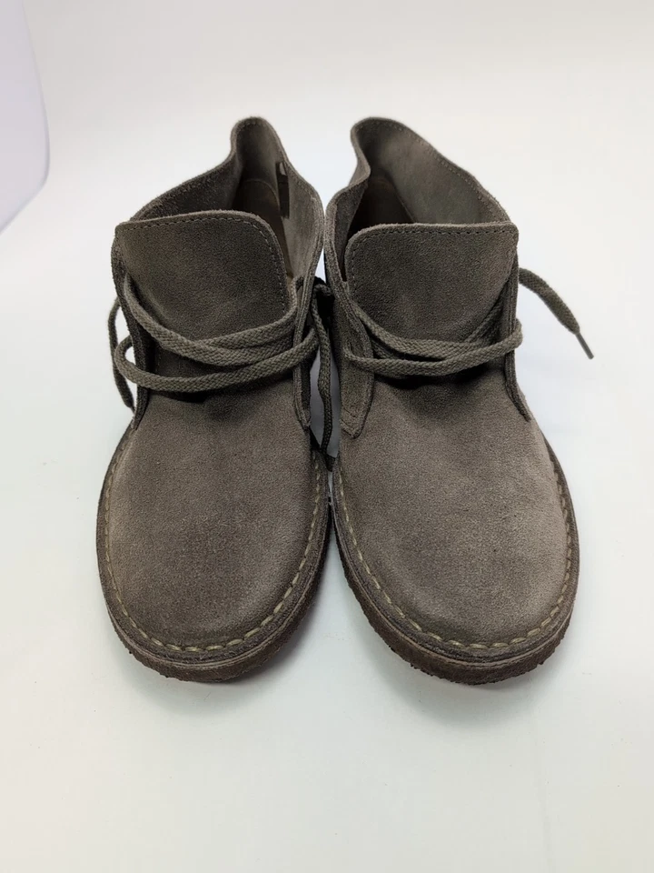 J.Crew Chukka 靴子 男式 9 美国麂皮绒 皮革 灰色 米色 踝系带 AAC89 — 第 2/4 张图片