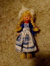 6" Dutch Celluloid Sleepy Eyed Doll In Netherlands Dress Wood Shoes Excellent