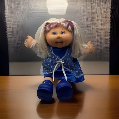 Cabbage Patch Kids Doll Blonde Long Hair blue Eyes Dress Shoes Vintage