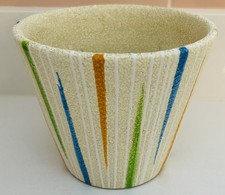 Vintage Retro Mid Century 50s 60s 70s Italy Ceramic Planter Plant Pot Stripe 