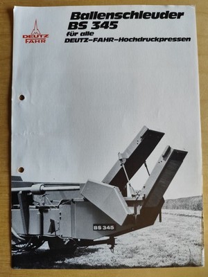 Deutz Fahr Ballenschleuder BS 345 Traktor Prospekt tractor brochure  55