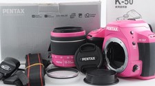 PENTAX K-50 Pink DSLR Camera with DAL 18-55mm WR Lens Kit Near Mint Japan