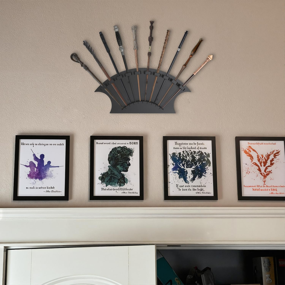 Wall Mounted Wand Display Holder for 10 Wands - Magic Wand Stand for Home Decor