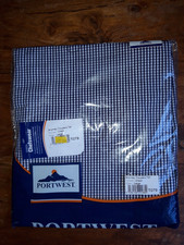 Portwest BROMLEY Chefs Trousers TALL,  Blue And  White Check T079 SIZE LARGE