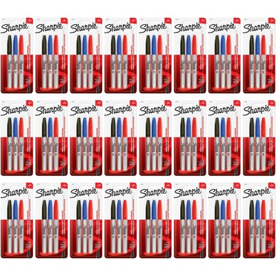 Pack of (24) New Sharpie Fine Point Permanent Markers, 3 Colored Markers