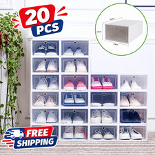 20PCS Foldable Flip Shoe Boxes Set, Shoe Rack Stackable Storage Container plasti