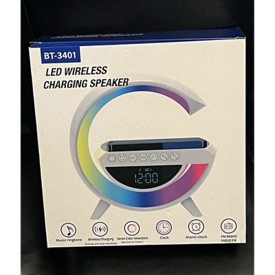 BT BT-3401 Wireless Charging Speaker LED Lighting Clock/Alarm FM Radio