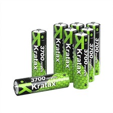 Kratax 8 Count AA Rechargeable Lithium Batteries 3700mWh High Capacity Double...