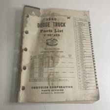 Dodge Truck Parts List V Series 1940 Chrysler Corporation Poor Condition