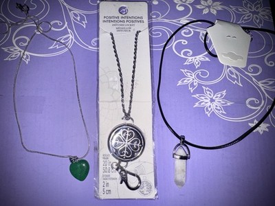 Locket  Medallion Locket Diffuser Necklace, Quartz Pendant And Heart Stone Lot 3