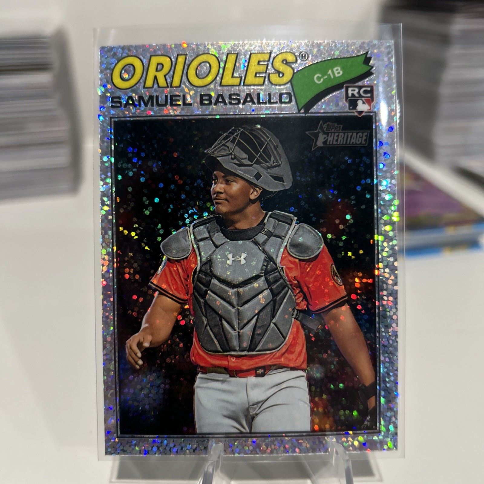 2026 Topps Heritage - Samuel Basallo #175 Chrome Silver Sparkle Refractor (RC)